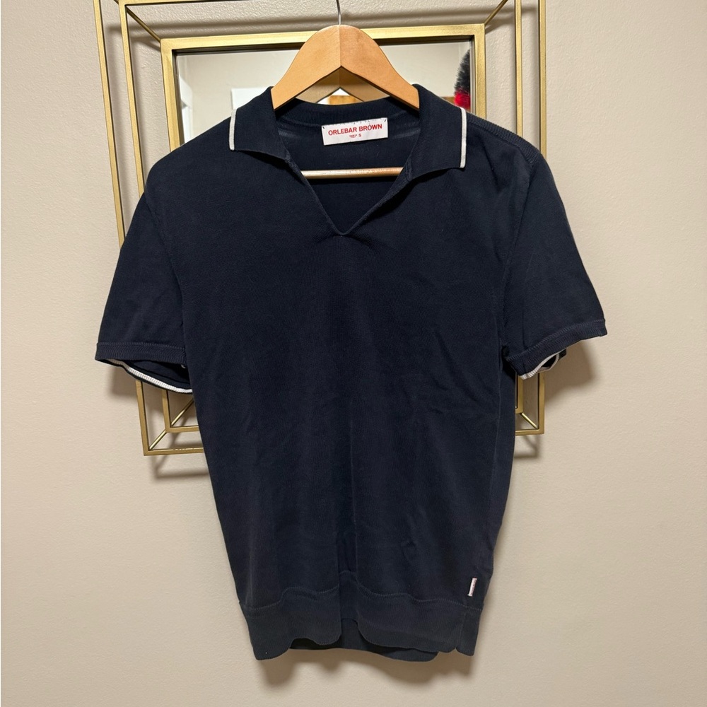 Orlebar Brown Blue Polo Shirt Classic Knit